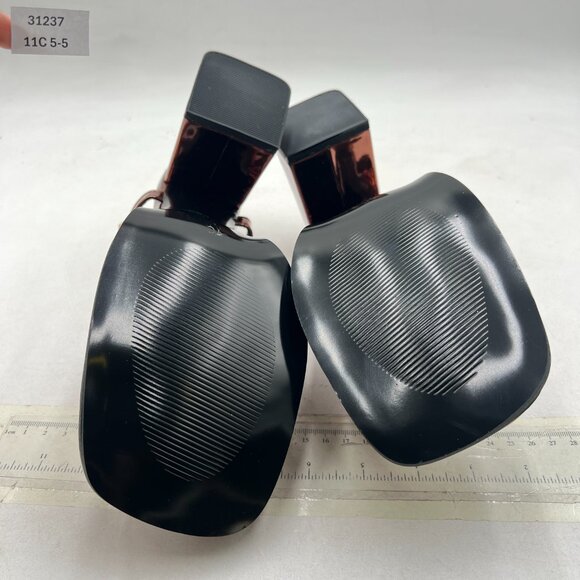 FOWT Brown Platform Square Toe Loafers Chunky High Heel Slingback Slip on Pumps - Picture 7 of 8